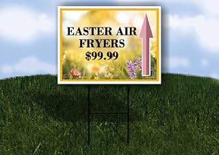 Easter Air Fryers $99.99 Spring Flowers Yellow Field Up Arrows Single Sided 18x24 in. Yard Road Sign w/Stand
