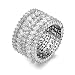 DIFINES Redbarry Vintage CZ Diamond Wide Band Eternity Statement Rings 18k White Gold Plated, Size 9