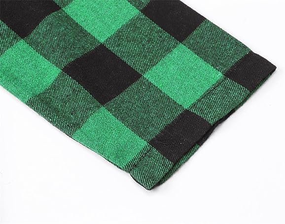 Schbbbta Kids Plaid Pajamas Set, Girls Boys 2 Pcs Pajamas Set Long Sleeve Sleepwear Button Down Pjs Black Green - Image 7