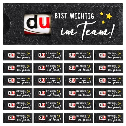 Kuvarix 25 Stück du Bist Wichtig im Team Hülle Filz Kompatibel mit Duplo Schokolade für Geschenke für Mitarbeiter Team Geschenke Arbeit Kollegen (Ohne Schokolade)