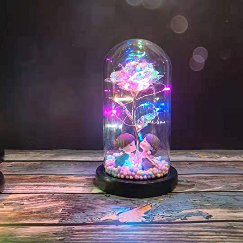 Beauty and The Beast Rose Kit Artificial Colorful Gold Roses Flower Gifts for Valentine's Day Thanksgiving Mother's Day Girl's Birthday