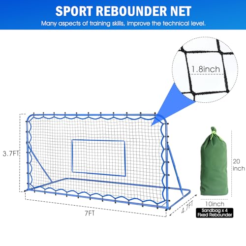 Image of Soccer Baseball Rebounder Net, Quick-Switch Angle Soccer Pitchback Volleyball Training for Control, Passing Practice, Easy Setup Soccer Goal Rebounder Gifts Aids & Equipment for Kids,Teens & Adults
