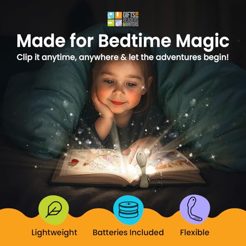 Image of Gifts for Readers & Writers Book Light, Clip On Reading Light for Bed, 2in1 Flexilight & Bookmark, Small & Lightweight with a Soft Glow, 2 Batteries Included, Sloth