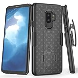 Galaxy S9 Plus Case, TILL [Thin Design] Holster Locking Belt Swivel Clip Non-slip Texture Hard Shell [Built-In Kickstand] Combo Case Defender Cover For Samsung Galaxy S9 Plus / S9+ All Models [Black]