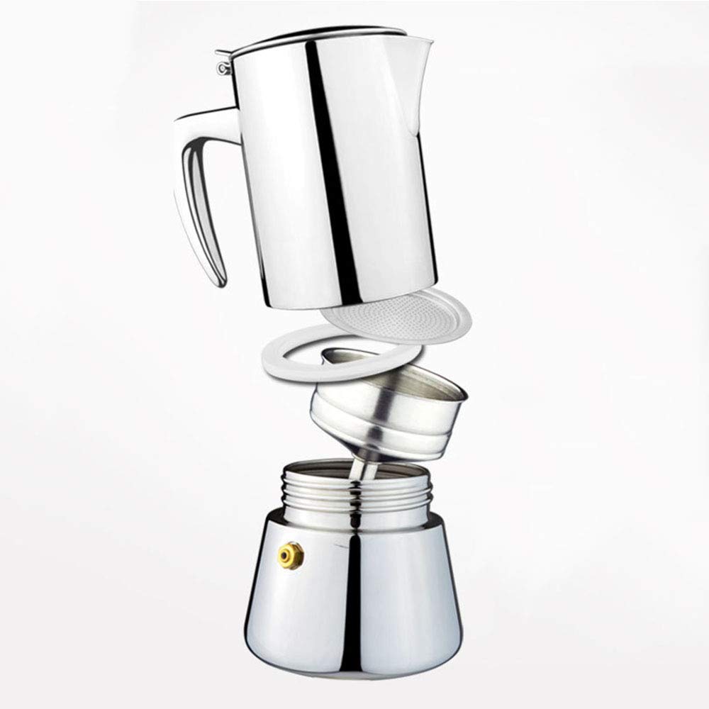Espressokocher aus Edelstahl für Induktionsherd, 4 Tassen Mokkakanne (200 ml) – Herd-Kaffeemaschine für reichhaltiges, vollmundiges Gebrüh, perfekt für Kaffeeliebhaber