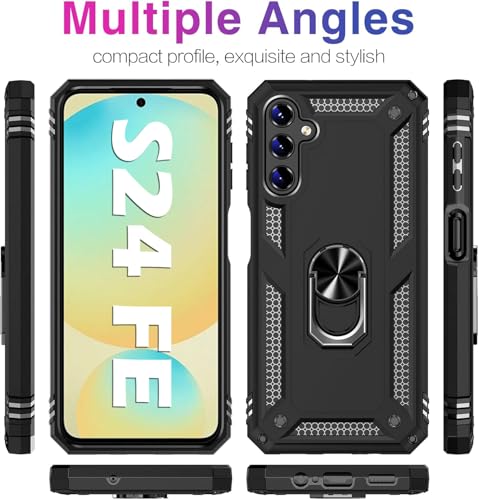 Image of Vaki for Samsung Galaxy S24 FE Case with Screen Protector, Military Grade Rugged Shockproof Galaxy S24 FE 5G Heavy Duty Protective Cover Black