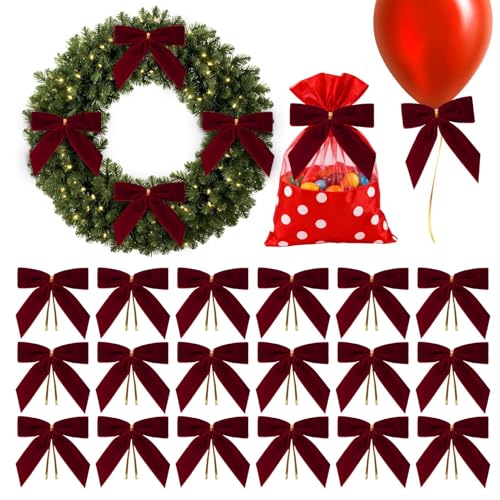 Noeuds de Noël en velours rouge YRYRYW pour décoration de couronne de maison