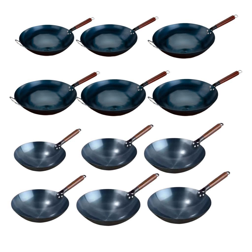 KESOTO Padella Wok Wok Antiaderente Ferro Wok Cinese per Frittate di Carne Torte Panini Pane Fritto, 30 cm