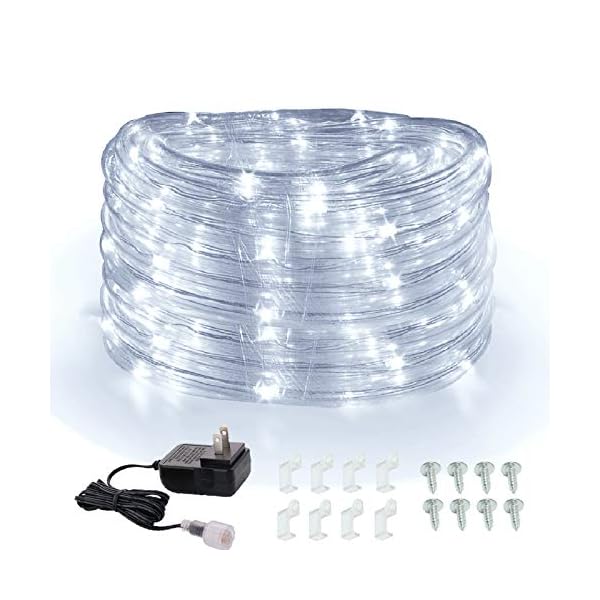 Areful led rope lights outdoor, waterproof strip lights, 12v low voltage with adaptor, connectable and flexible