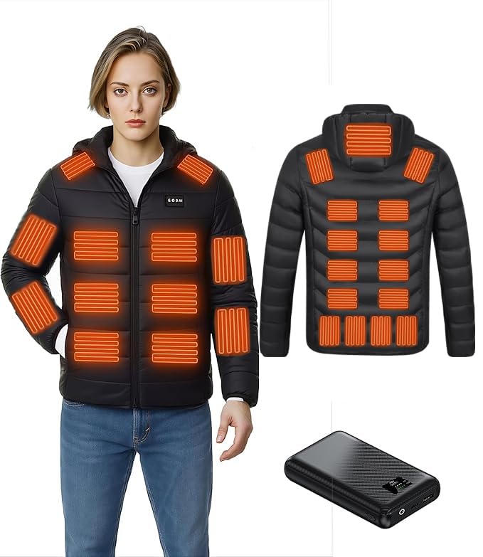 Image of Heated Down Jacket for Men and Women with Power Bank,16000mAh Battery 23 Graphene Heating Element