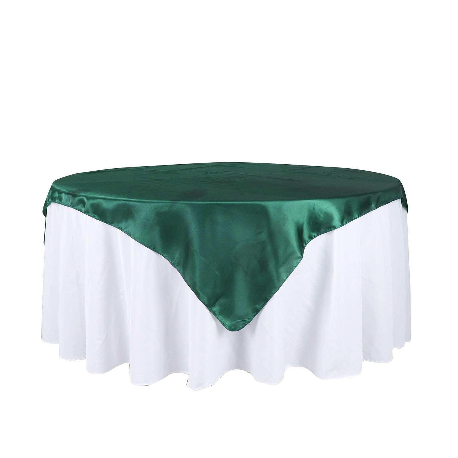 Balsa Circle 5 pcs 72x72 inch Hunter Green Square Satin Fabric Overlays Tablecloth Linens for Wedding Reception Party Events Decoration