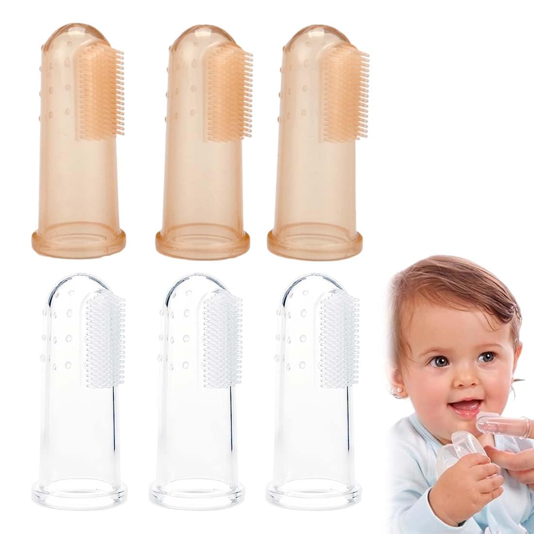 Spazzolino Da Dito In Silicone | Senza Bpa | Set De 6 | Bambini Da Dito, Training Brush & Primo Spazzolino | Accessori Per Bambini Sicuri E Di Alta Qualità