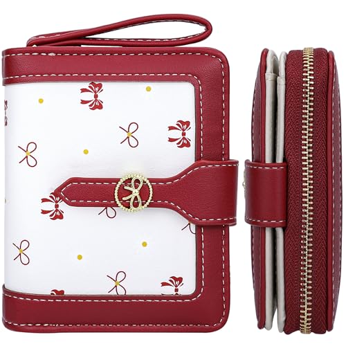 Image of Farcauo Womens Wallet Cute Small Wallets for Women Red Coquette Bow Women's Wallet Kawaii Card Wallets for Women Ladies Bow Stuff