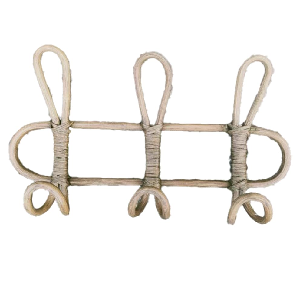 Bosiyrggrl Rattan Wall Hooks - Kids Room Decorative Hanger, Clothes & Hat Organizer, Hanging Storage Rack For Children's Garments B