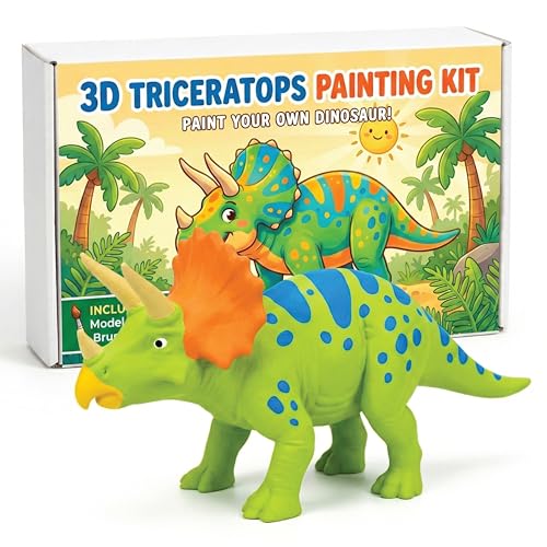 Image of Unscroo DIY 3D Model Painting Kits - Dinosaurs, Ice Age Animals & Unicorns - 3D Printed Art & Craft Hobby Gift for Kids, Teens & Adults - Return Gift Sets (Triceratops Single)