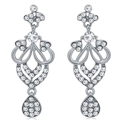Intricate Heart Rhodium Collar Necklace Set