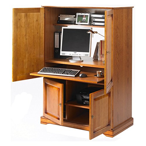 ACTUAL DIFFUSION 6724 Alsace Armoire Informatique avec 4 Portes Bois 55 x 97 x 141 cm