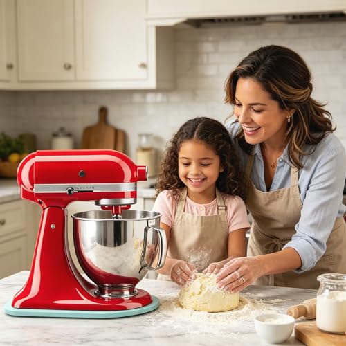 Image of Mixer Slider Mat for Tilt Head Kitchen Aid 4.5-5 Qt Stand Mixer, Wood Appliance sliding mat for kitchenaid Artisan 4.5-5 Qt, Kitchen Countertop Storage Accessories Mixer Moving Tray attachments, Blue