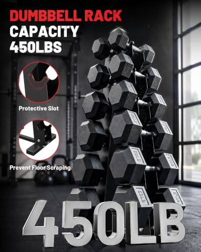 Image of A-Frame Dumbbell Stand, Dumbbell Barbell Storage & T Bar Row for Home Gym