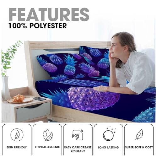 Drap housse 90x190 bleu-violet de qualité supérieure en décoratif dégradé