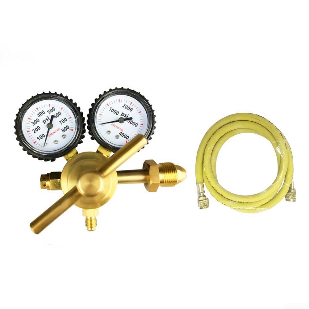 Siasky HVAC Kit de herramientas de prueba de presión de nitrógeno con regulador 0-800 PSI calibre y manguera de 78.7 pulgadas CGA580 para detección de fugas de aire acondicionado y