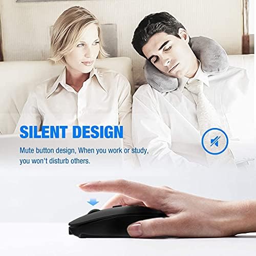 ANEWISH Wireless Bluetooth Mouse for Laptop / Macbook / iPad / iPhone (iOS13.1.2 and Later), Rechargeable Noiseless Mini Mouse Compatible with Android/ Windows/Linux Black