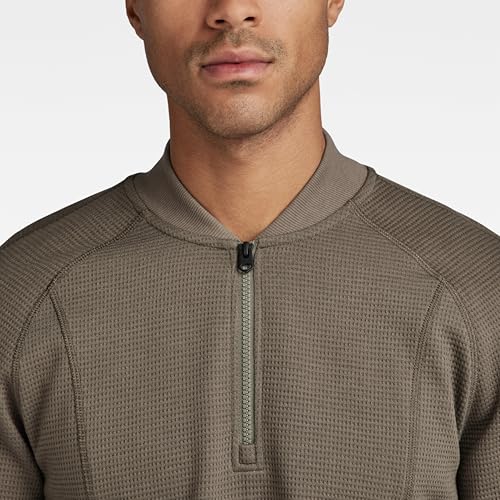 Miniatura 5 de G-Star Raw Camiseta Jirgi Half Zip Slim Tweeter Para Hombre, Marrón Turf D23512-D271-273 , Xl