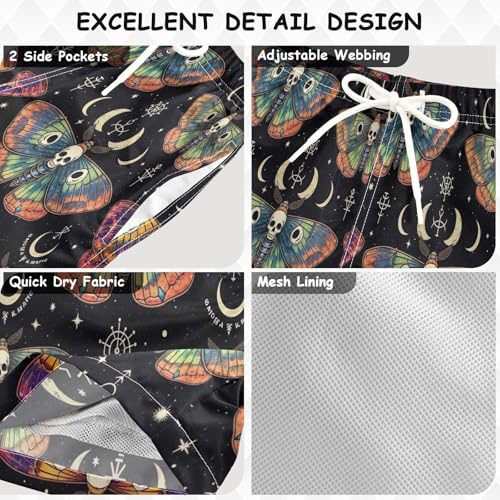 Boys Trunks, Anti Chafe Swim Trunks Boys 2 T, Moths Skull Wings3