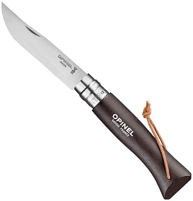 Couteau Opinel n° 8 VRI manche 11 cm charme lasuré noir brun