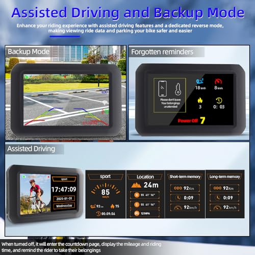 VSYSTO Fahrrad Kamera, WiFi GPS 4 Zoll Bildschirm 1080P Selfie und Hinterkamera Fahrrad Spiegel Dash Kamera, asistierter Fahrmodus, verdrahteter Controller, Temperatur und Kalorienanzeige (F3)