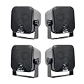 Herdio 4 Inches Heavy Duty Waterproof Boat Marine Box Outdoor Speakers Surface Mounted for Skid Steer ATV UTV RZR RV Golf Cart Tractor Powersports Boat Truck Jeep(4 Black Speakers)