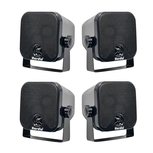 Herdio 4 Inches Heavy Duty Waterproof Boat Marine Box Outdoor Speakers Surface Mounted for Skid Steer ATV UTV RZR RV Golf Cart Tractor Powersports Boat Truck Jeep(4 Black Speakers) by Herdio - Used condition - US$44.30