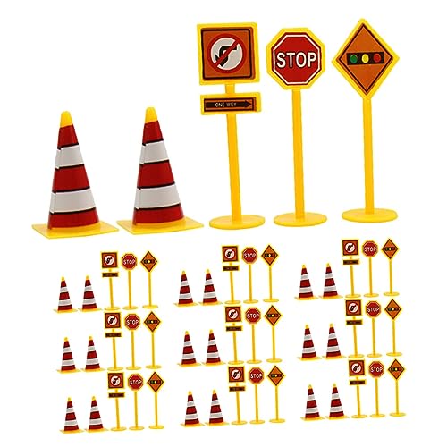 YARNOW 10Sets Traffic Sign Models for Road Signs Playset with Traffic Cones Educational for Learning Traffic Safety and Road Awareness