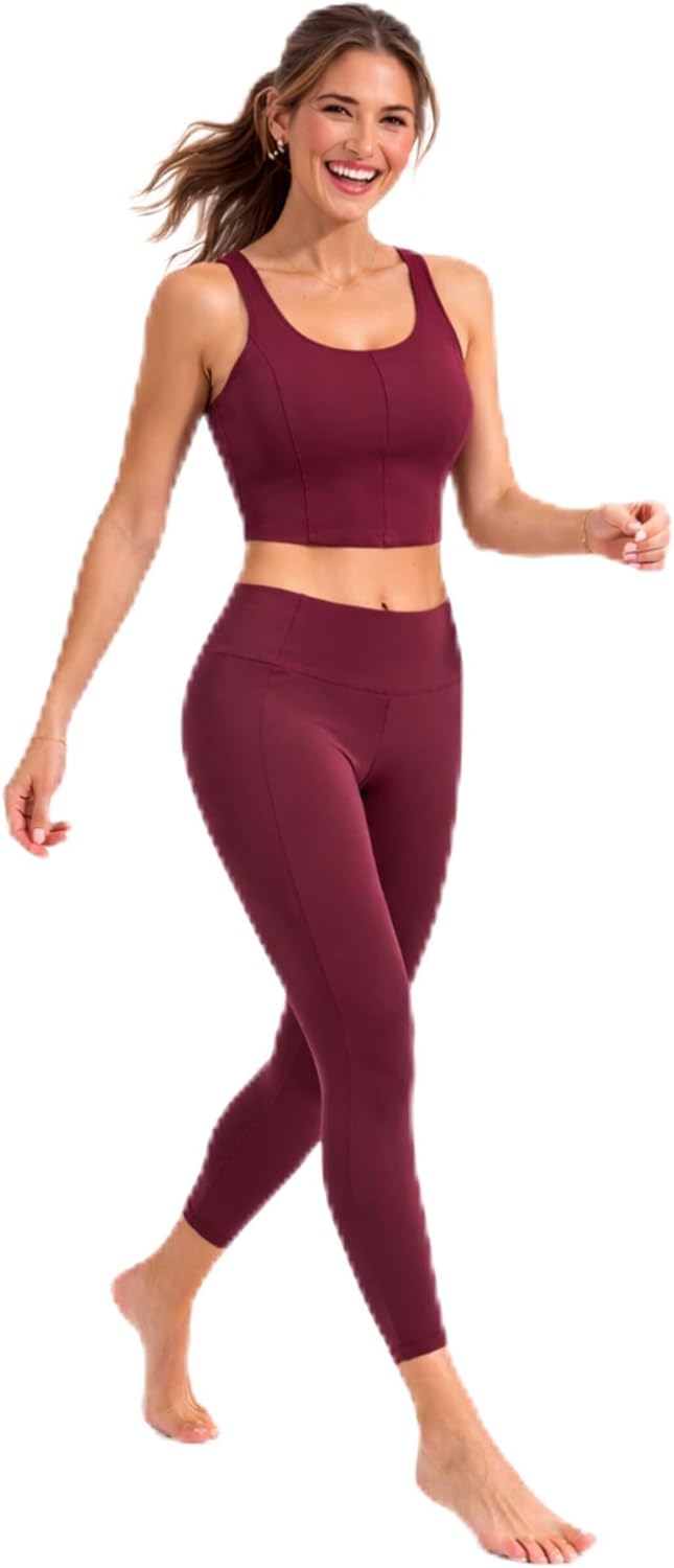 Harmony & Balance Womens Yoga & Pilates Set, Buttery Soft 4-Way Stretch Fabric, Tank with Matching Leggings
