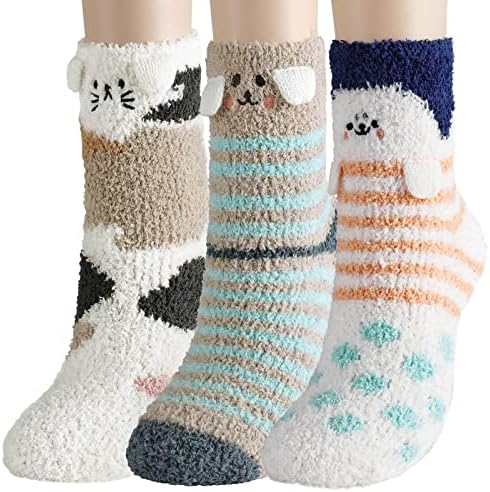 Trifabricy Fuzzy Socks- Super Cozy Fleece Fluffy Sock for Winter Weather, Warm Home Sleeping Slipper Socks for Women
