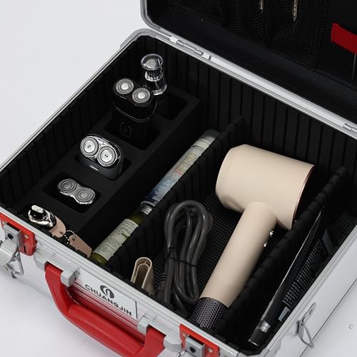 CHUANGJIN Estojo grande de transporte de barbeiro, caixa de ferramentas para cabeleireiro, organizad