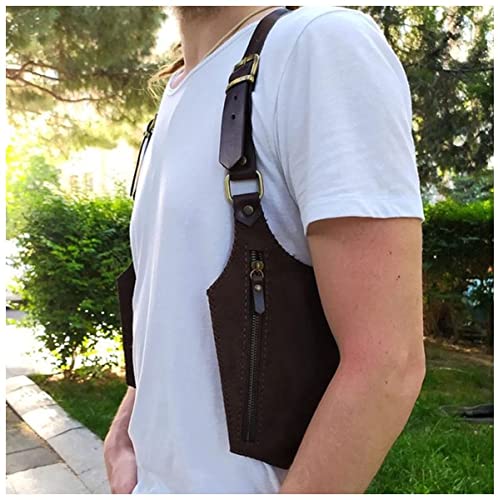ZXKYZR8 Bolso de hombro oculto para axilas, Steampunk Medieval de cuero con cremallera para interruptor, bolso para axila, funda para teléfono vintage, cartera, doble bolsillo, festival, pirata viking