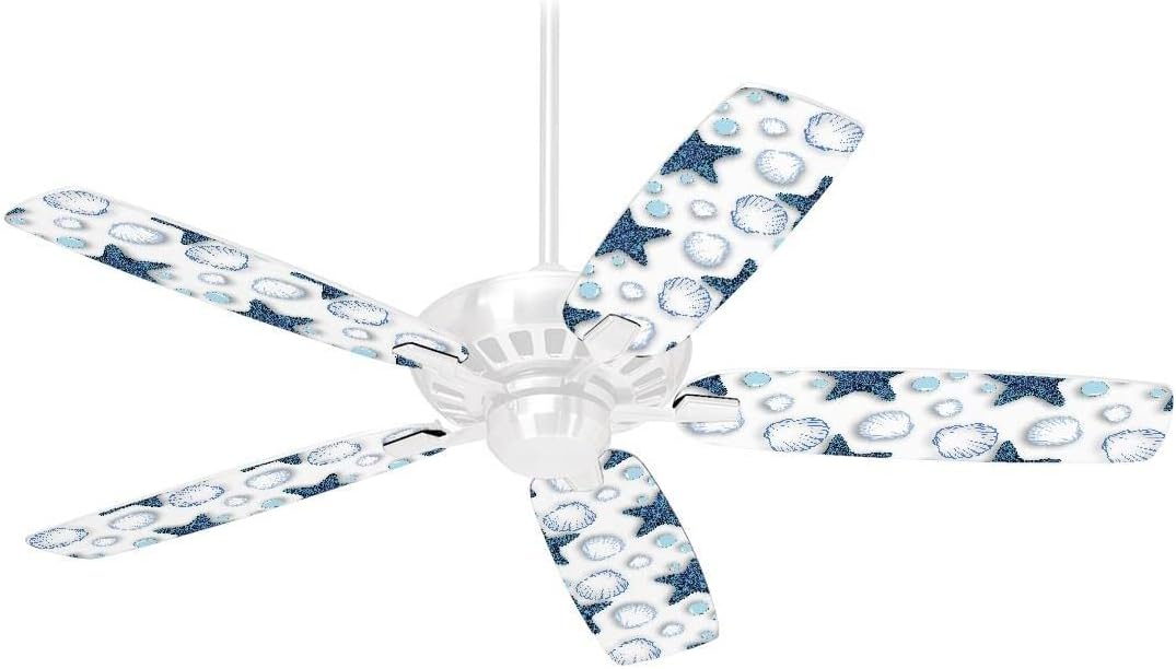 Starfish and Sea Shells White - Ceiling Fan Skin Kit fits most 42 inch fans (FAN and BLADES SOLD SEPARATELY)