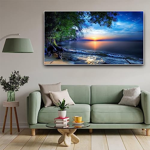 2 Pack Diamond Painting Kits,Large 5D DIY Sunset Ocean Beach Diamond Painting Kits for Adults,DIY Full Drill Crystal Rhinestone Arts and Gem Art Painting with Diamond Home Wall Decor (28X16inch)
