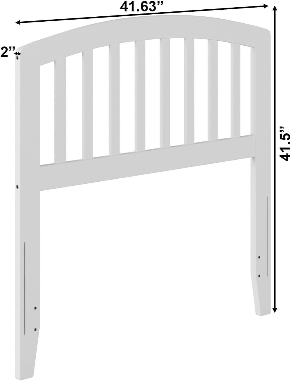 Leo & Lacey Traditional Wood Twin Headboard, Solid Hardwood and Veneers, White Finish, USB Charging Station, Slatted Mission Design, 41.5" H x 41.63" W x 1" D, Bedroom Furniture
