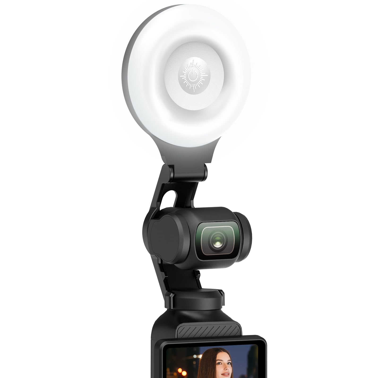 AMAZEAR LED Video Licht für DJI OSMO Pocket 3, Pocket3 Zubehör Fülllicht für Vlogging Fotografie Blitzbeleuchtung, Auto-Follow Gimbal, CRI≥95, 3-Farbtemperatur Helligkeit einstellbar,