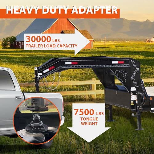 30K Lbs 5th Wheel to Gooseneck Ball Adapter | 2" Kingpin, Fits Pickup 5th Wheel Hitches | Replaces #2085295, 4PCS Anti-tilt PU Washer and 1PCS Lube Plate Included by FlexHitch - Image 4
