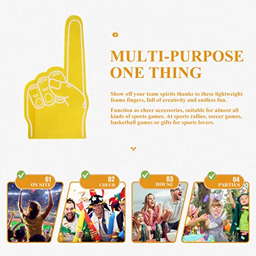 Homoyoyo 3PCS Foam Finger Cartoon Giant Cheering No. 1 Foam Finger for Sports Event Games Celebration Soccer Cheerleading Cheer Props(Yellow) - Image 4