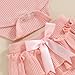 VISGOGO Toddler Baby Girl Summer Clothes Solid Color Ribbed Romper + Ruffles Shorts + Headband Cute Outfits Set (A-Pink, 6-12 Months)