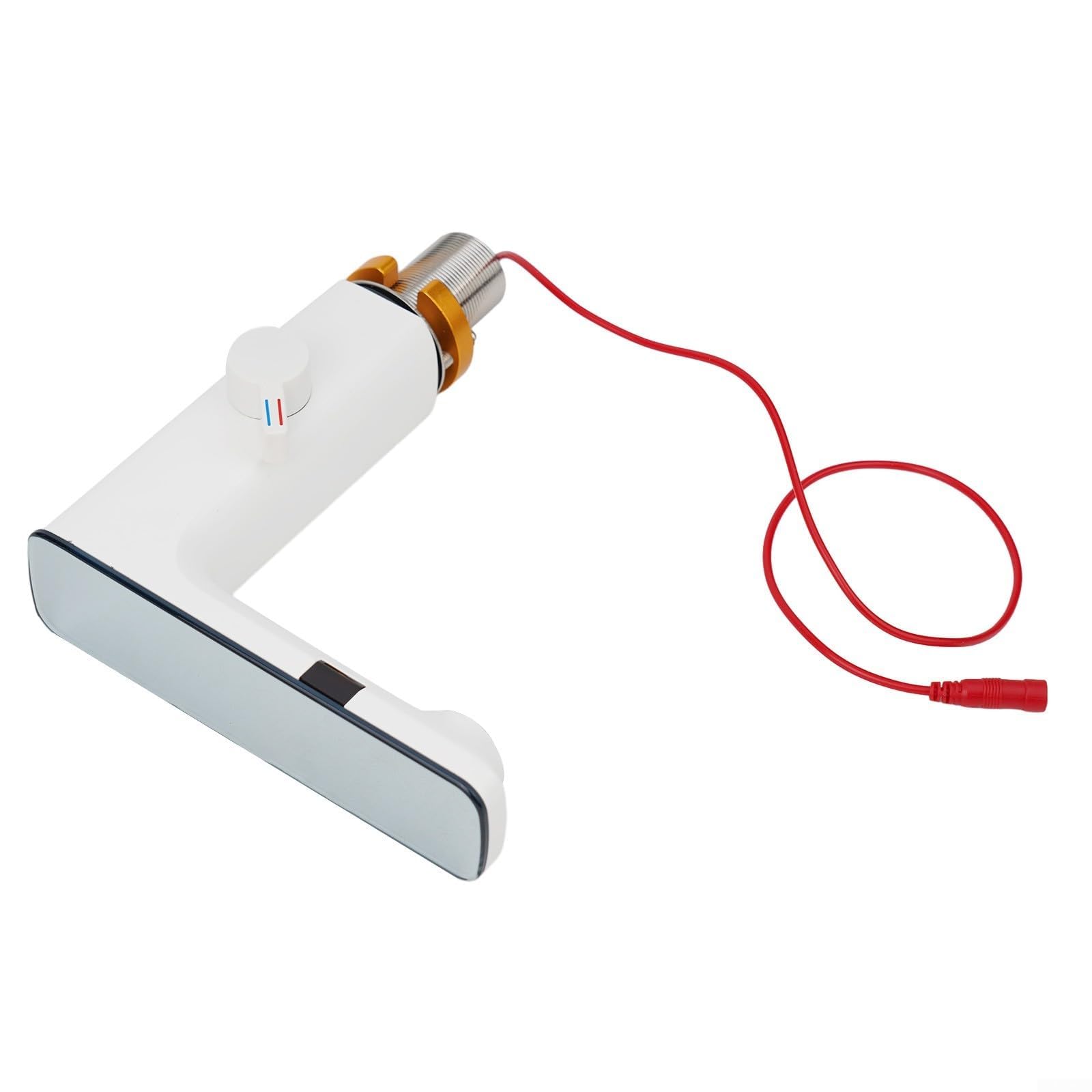 Robinet de lavabo à capteur avec affichage numérique, robinet d'évier automatique sans contact, mitigeur monté sur le pont en laiton chromé, économiseur d'eau Hycomb pour la maison et (blanc)