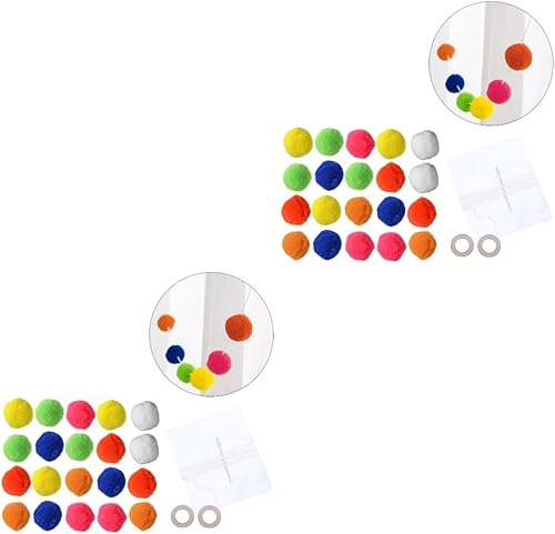 jojofuny 2pcs Christmas Holiday Wedding Decoration 2m Long DIY Pom Pom Hanging String (Dark Blue + Light Blue + Gray) Pom Poms Craft Pom Poms