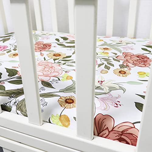Vintage Flower Crib Sheet Set Jersey Cotton, Fitted Cotton Baby & Toddler Universal Crib Sheets , Vintage Flower Crib Sheet Set #TOP7