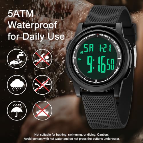 Image of HANPOSH Mens Digital Watch Ultra Thin Minimalist Sports Waterproof Outdoor LED Screen Large Face Wrist Watches for Men with Back Light Alarm Date Stopwatch