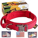ADITYNA Heavy-Duty Tactical Dog Collar with Handle - Perfect Red Dog Collar for Training, Walking, o