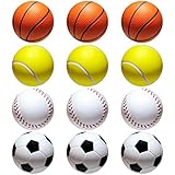 NC Mini Sportbälle, Xiuyer 12pcs Schaumstoffbälle Schwammball Kit Antistressbälle Soft Bälle für Kinder Tennisbälle Tischfußball Kickerbälle Softball für Erwachsene Übungs Haustiere Training Büro